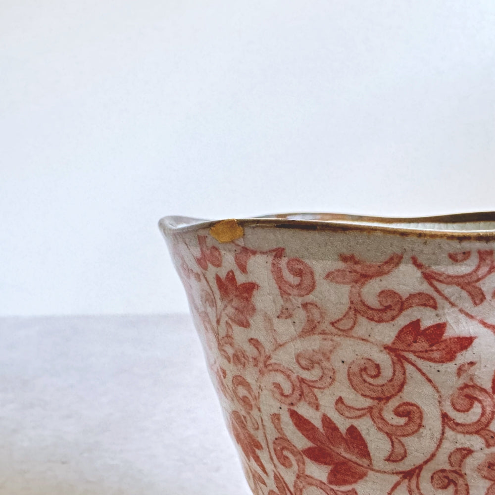 Kintsugi - Wide Rim Karakusa Tea Cup - Small Rim Repair