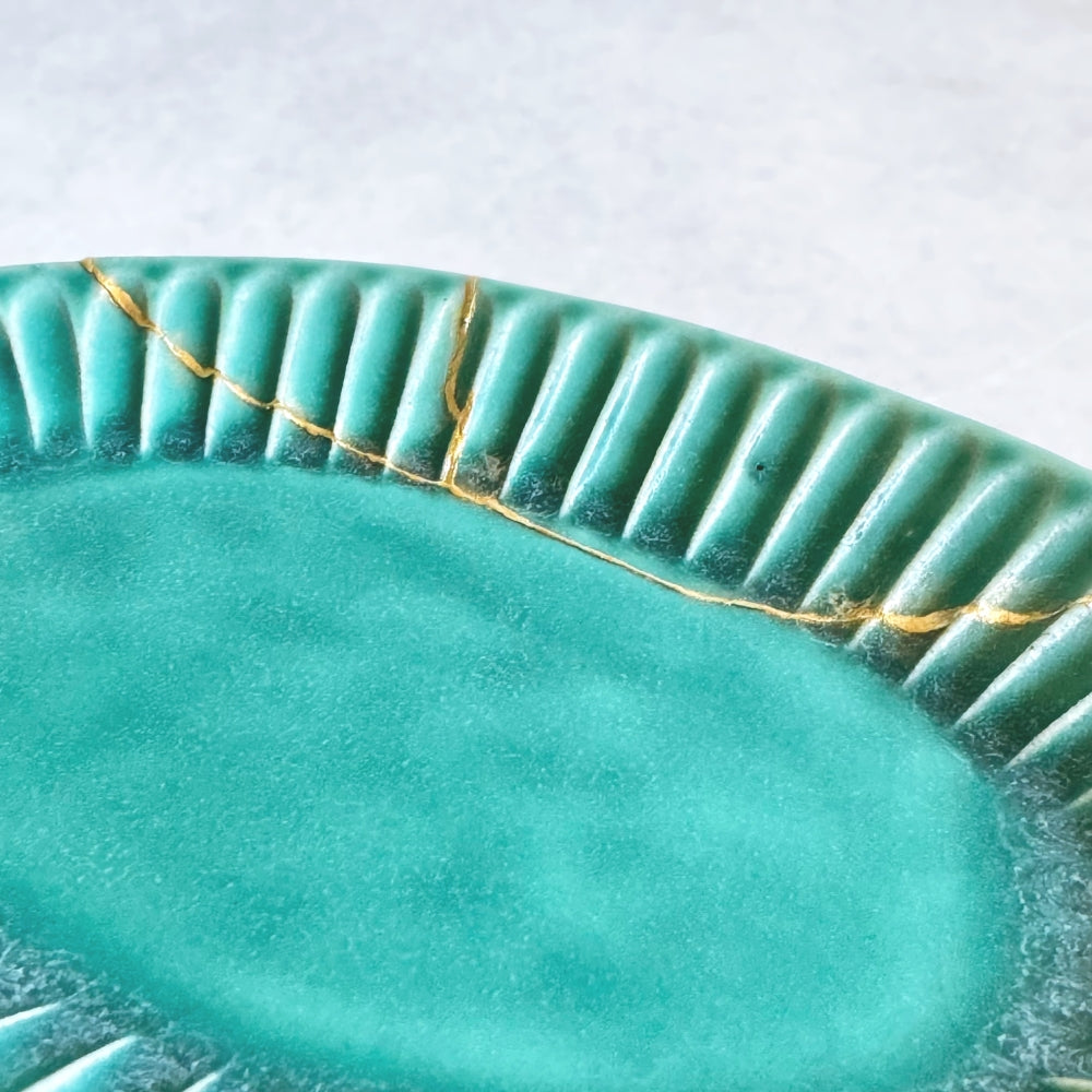 Kintsugi - Teal Oval Plate no.2