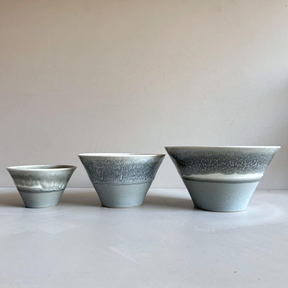 Icicle large bowl: hand crafted by Sinkogama in Mino, Gifu, Japan. Unique glaze captures nature's beauty. Available at Toka Ceramics.