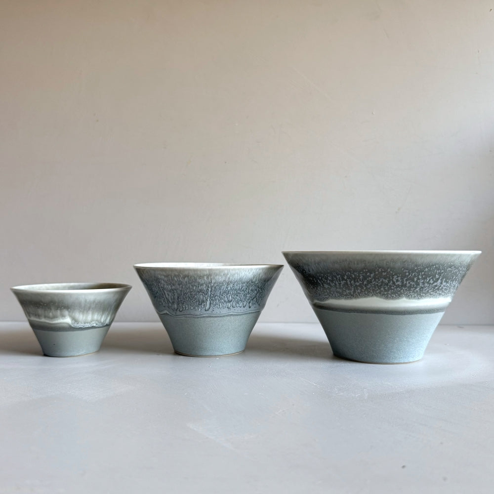 Icicle small bowl: hand crafted by Sinkogama in Mino, Gifu, Japan. Unique glaze captures nature's beauty. Available at Toka Ceramics.