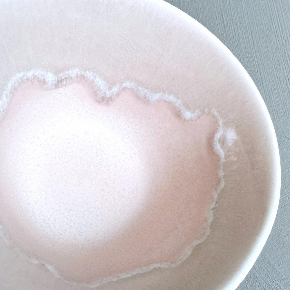 Sinkogama handcrafted small bowl in charming pastel pink and blue colour, made in Gifu, Japan. Unique three-glaze design, adds durability. Available at Toka Ceramics.