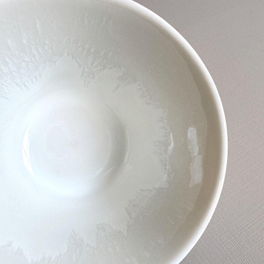 Japanese Soribachi Small Yuki Ceramic Bowl in Elegant White Color – Handcrafted Excellence from Japan, Available at Toka Ceramics