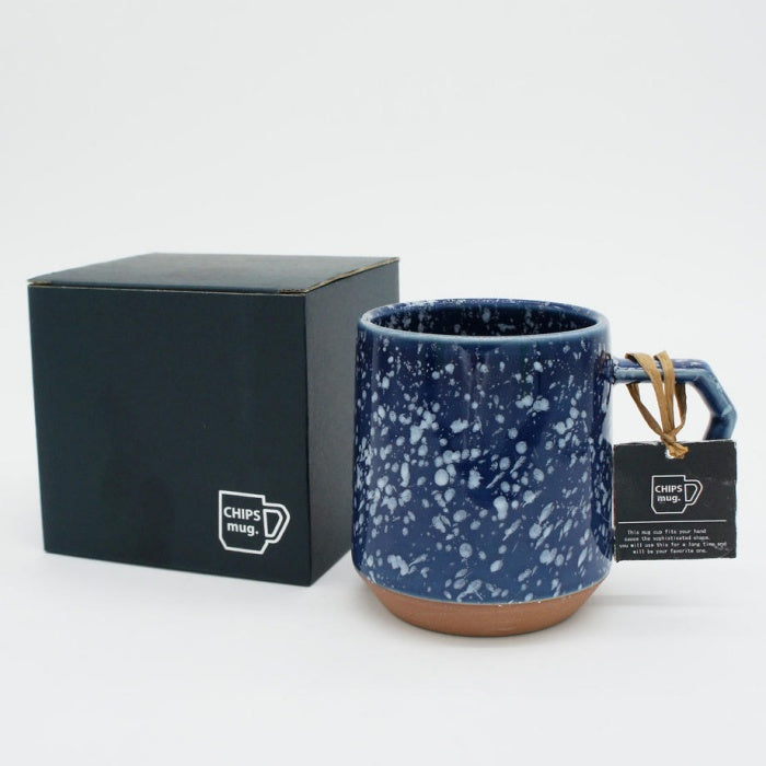 Chips Large Mug Splash Blue, handmade in Japan. Mino Ware. Available at Toka Ceramics.