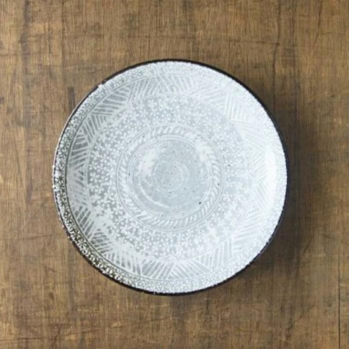 Mishima Kohiki Plate 23.7cm, made in Gifu, Japan. Mino ware. Available at Toka Ceramics.