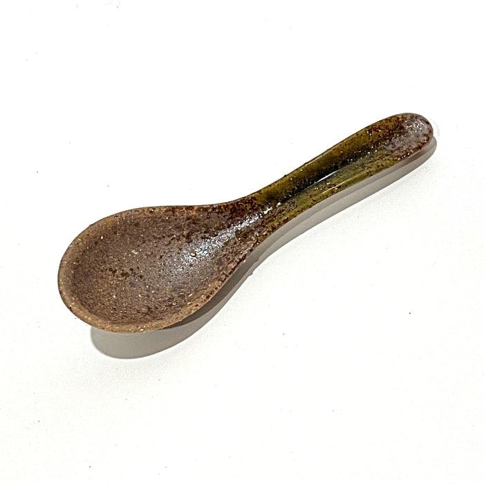 Renge Noodle Spoon - Nanbu Oribe. Made in Japan. Available at Toka Ceramics.
