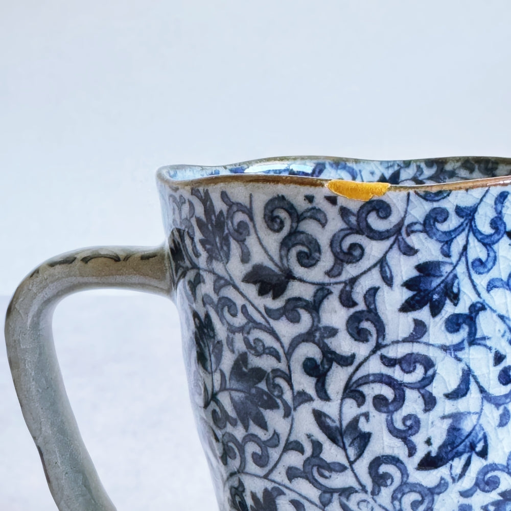 Kintsugi - Large Karakusa Mug - Small Rim Repair no.1