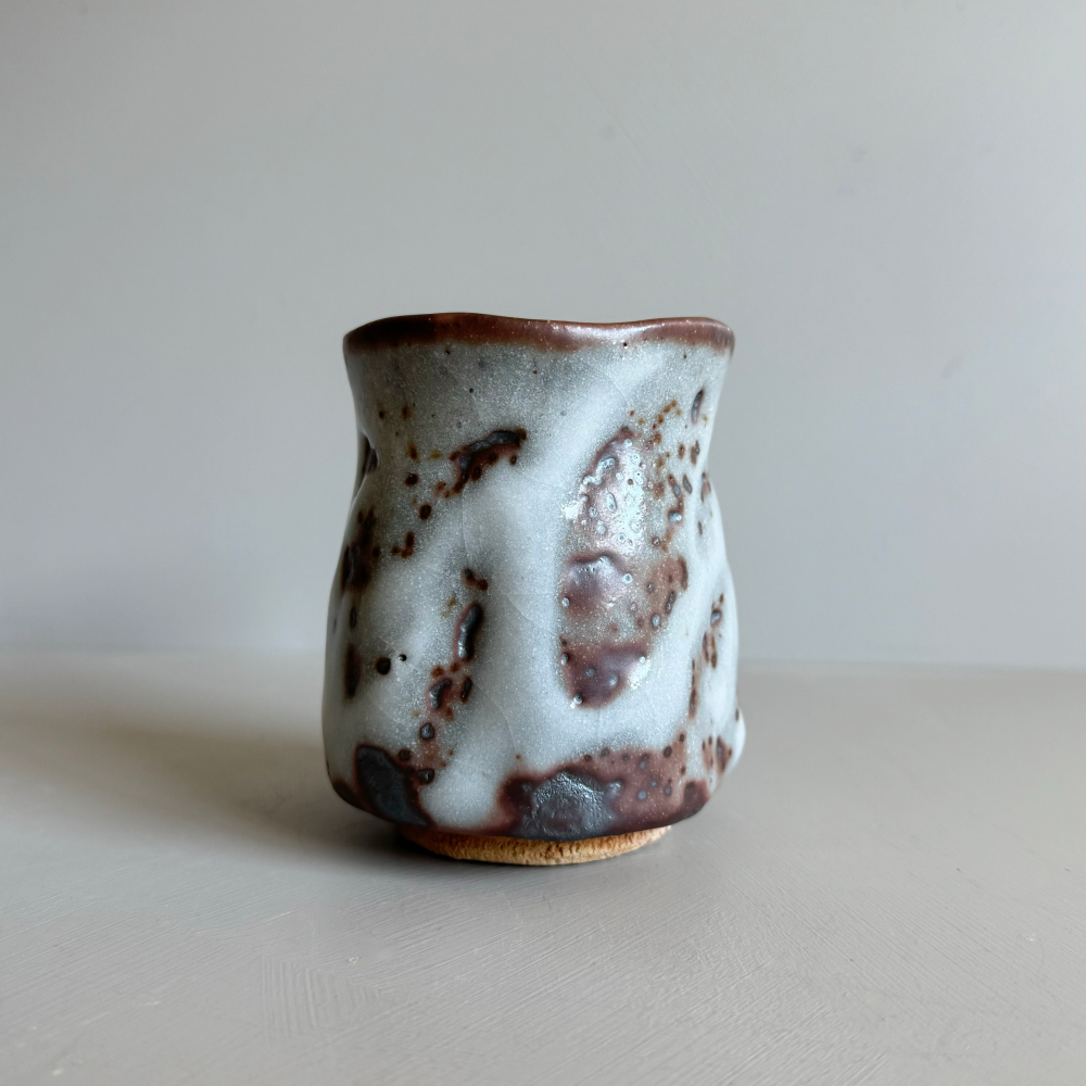 Japanese handcrafted tea cup by Takeharu Kobayashi. Mino ware, authentic Japanese pottery. Available at Toka Ceramics.