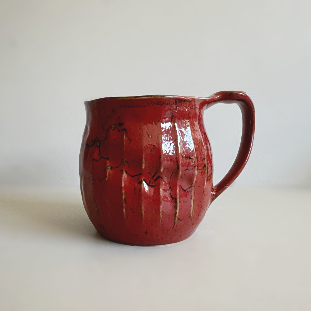 Japanese large red mug. Mino ware, made in Japan. Available at Toka Ceramics.