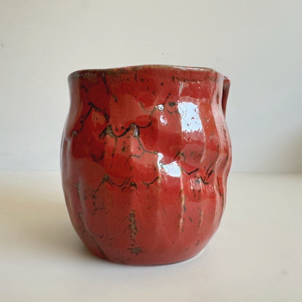 Japanese large red mug. Mino ware, made in Japan. Available at Toka Ceramics.