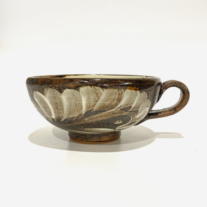 Yachimun Yonamine Karakusa soup cup. Handmade in Okinawa, Japan. Available at Toka Ceramics.