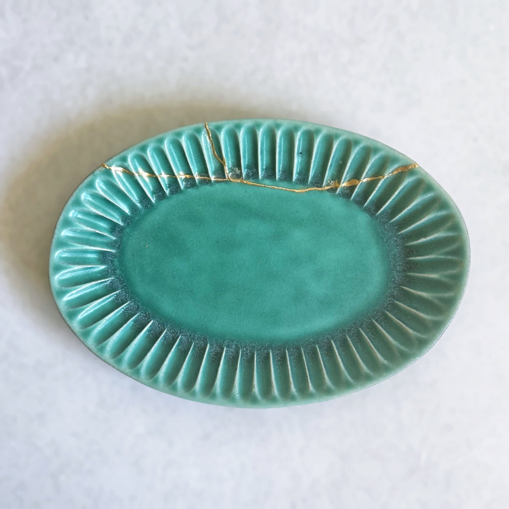 Kintsugi - Teal Oval Plate no.2