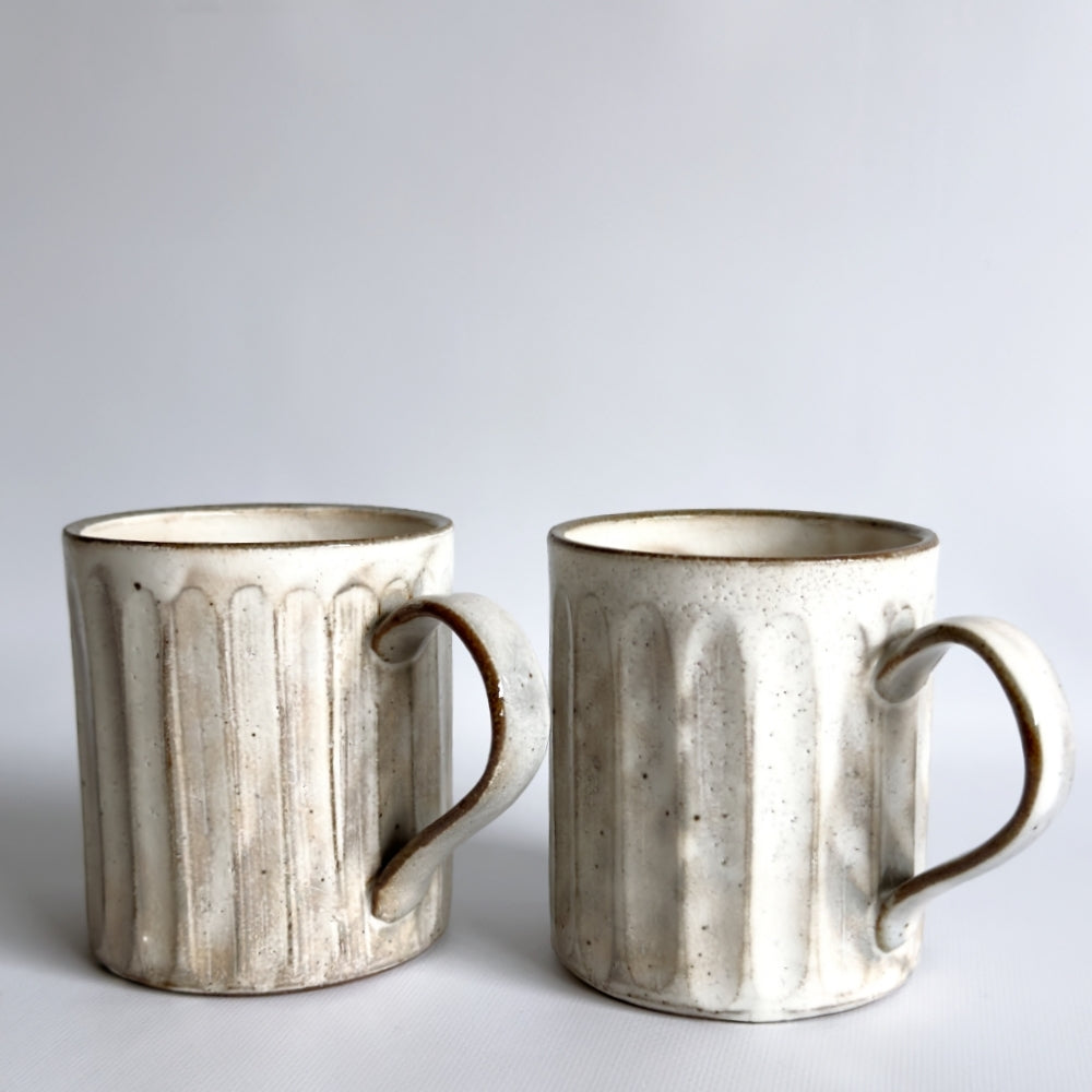 Japanese Kohiki glazed mug with Shinogi technique. Mino Ware, made in Japan. Available at Toka Ceramics.