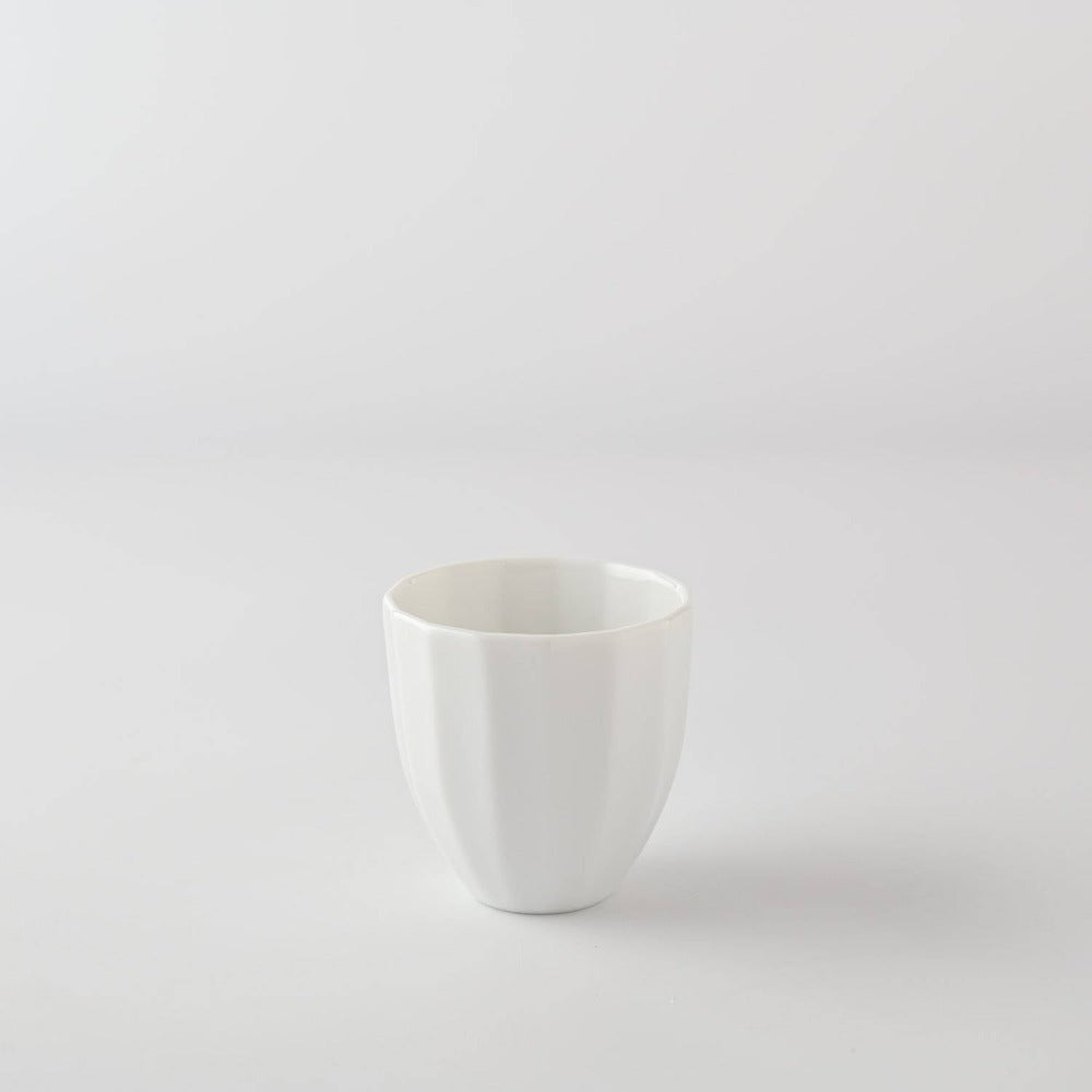 Miyama white porcelain sake cup. Made in Gifu prefecture, Japan. Mino ware. Available at Toka Ceramics.
