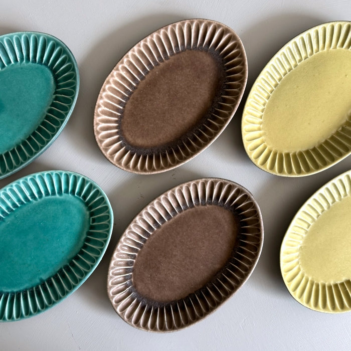 Shoyo Gama Small Teal Oval Plate - Toka Ceramics