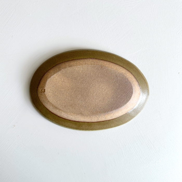 Shoyogama Shinogi Oval plate in Yuzu Glaze. Handcrafted in Hyogo Prefecture. Tamba ware. Available at Toka Ceramics.