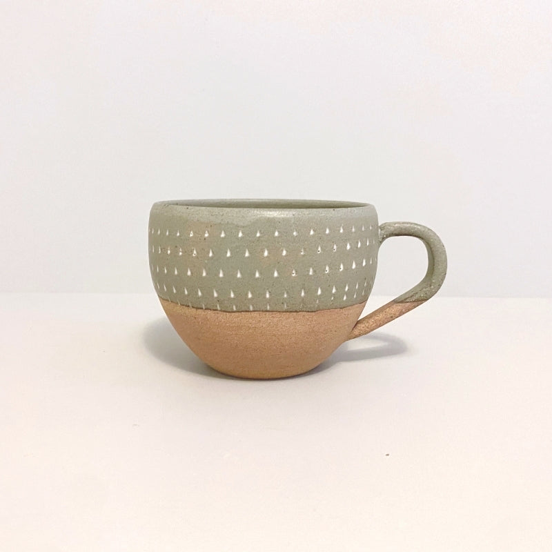 Shotoen round dot cup. Handcrafted in Toki city, Japan. Mino Ware. Available at Toka Ceramics.