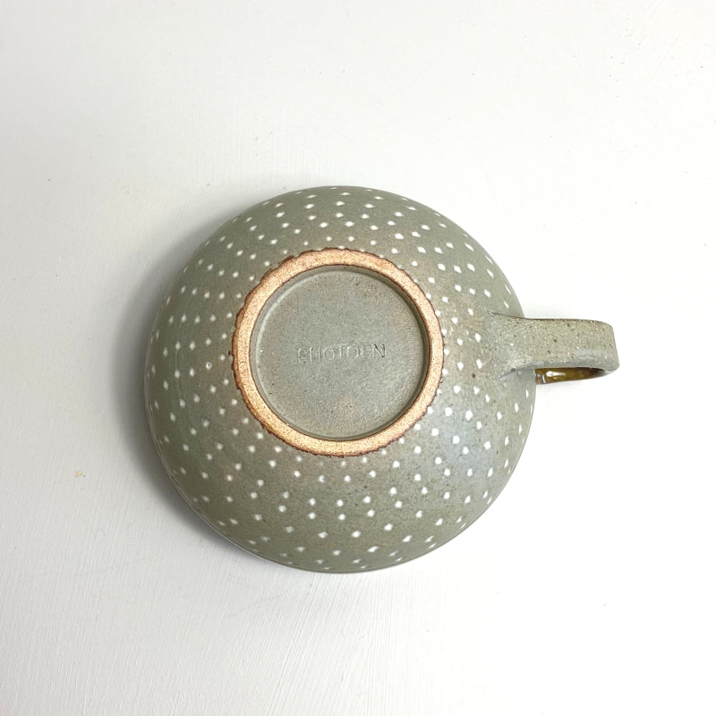 Shotoen round dot soup cup. Handcrafted in the Toki city, Japan. Available at Toka Ceramics.