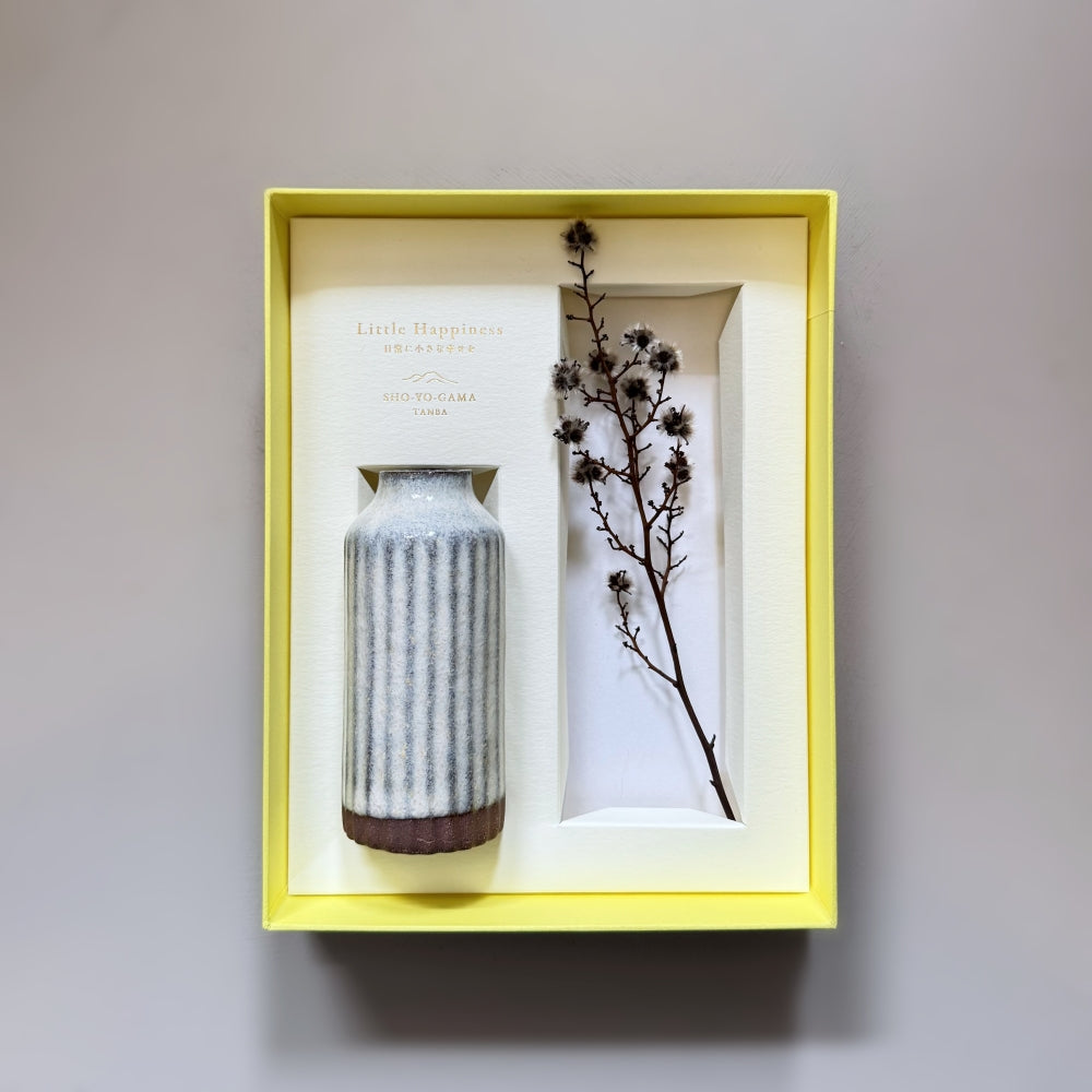 Small Vase & Dried Posy Gift Set - Shiro no.2