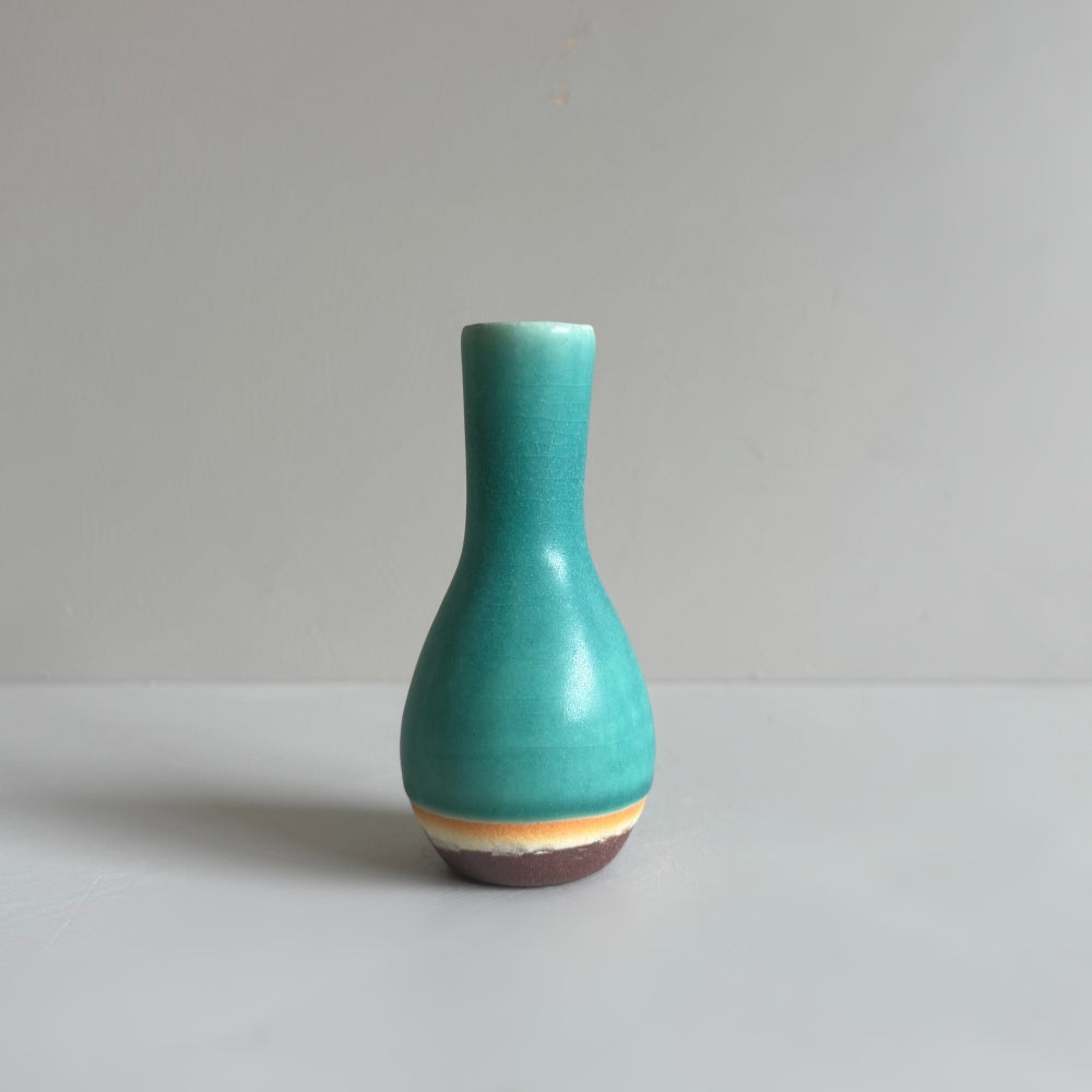 Small Vase & Dried Flower Posy Gift Set - Gourd / Teal. Handmade in Japan. Tamba ware. Available at Toka Ceramics.