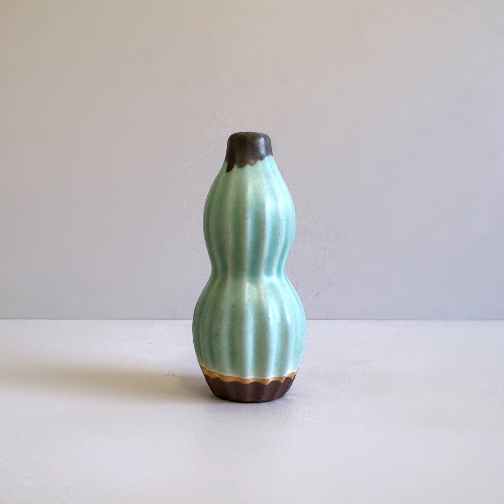 Small pottery stem vase in sky blue glaze. Handcrafted in Hyogo, Japan. Tamba Ware. Available at Toka Ceramics.