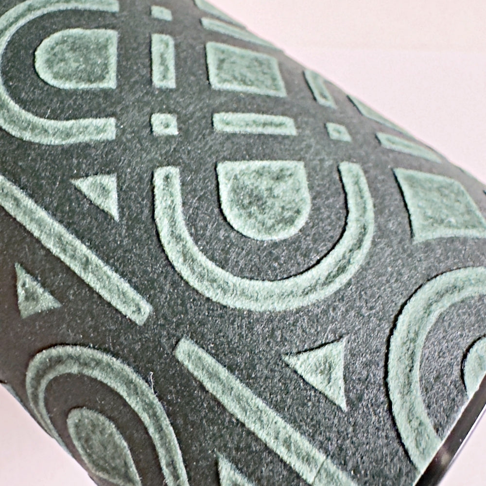 Yamatsugi Washi Studio - Ukigami tea canister in dark green. Medium size. Available at Toka Ceramics.