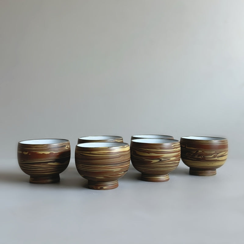 Vintage Japanese tea cup set of 6. Tokoname Ware. Available at Toka Ceramics.