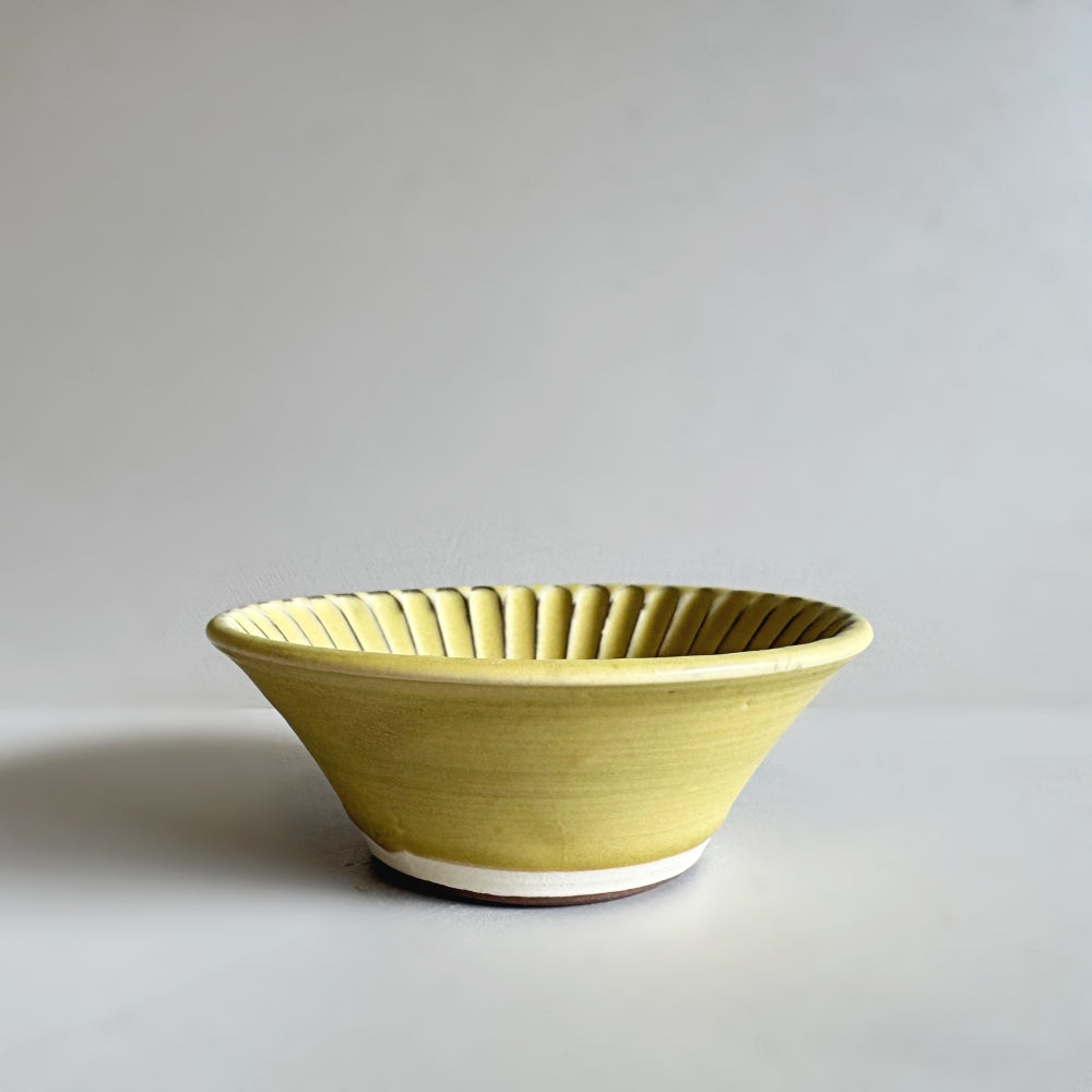 Japanese Tamba ware pottery by Shoyo gama. Shinogi stackable bowl in Yuzu colour. Available at Toka Ceramics.