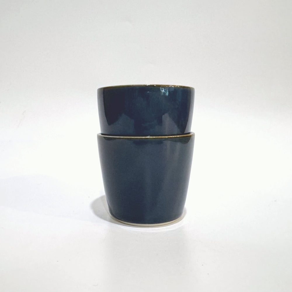 Japanese tea cup in indigo colour. Handcrafted in Gifu prefecture, Japan. Mino Ware. Available at Toka Ceramics.