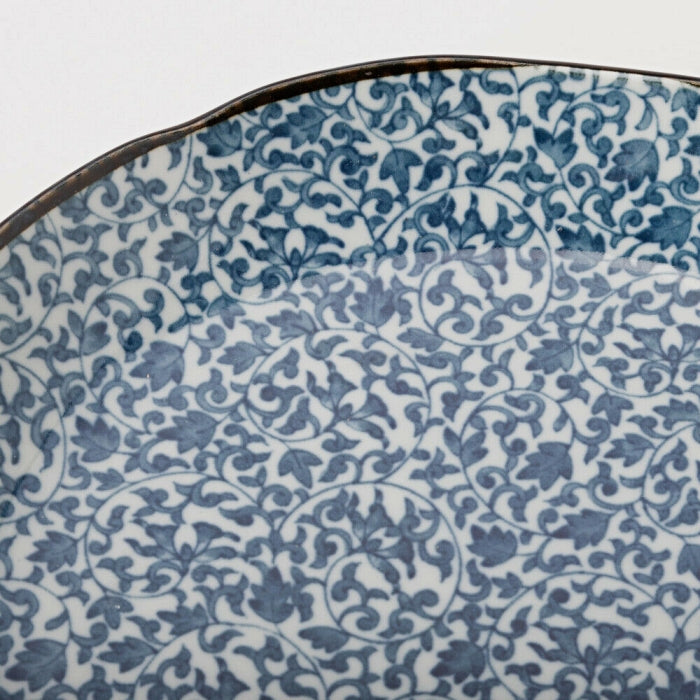 Japanese Karakusa pattern large dinner plate 25cm, available at Toka Ceramics.