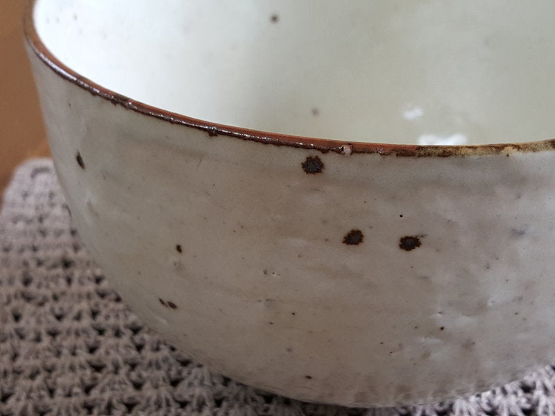 Kohiki Speckle Soup Cup by Maruju Seitou, hand cradted in Japan, available at Toka Ceramics