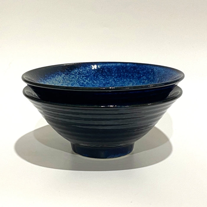 Soba Noodle Bowl in Indigo blue, 18cm. Mino Ware, made in Japan. Available at Toka Ceramics.