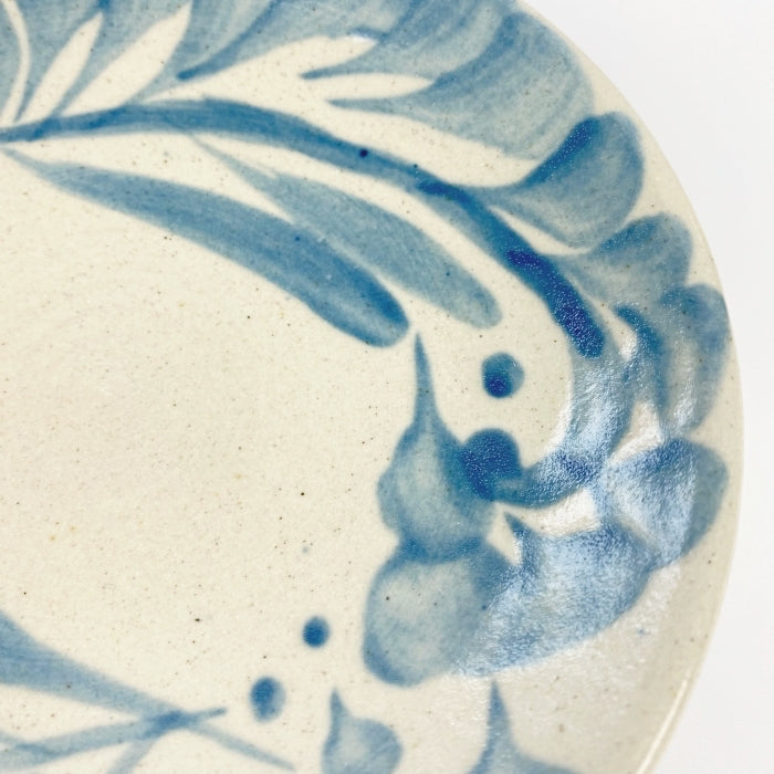 Yachimun Yonamine Pastel Blue small plate, handcrafted in Okinawa, Japan. Available at Toka Ceramics.